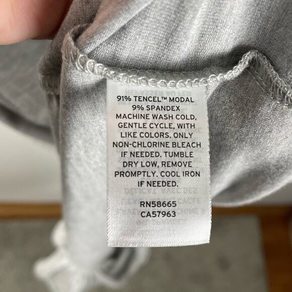 Nordstrom Maxi Dress Swing Tie Detail Peasant Flouncy Hem Minimalist M Gray - Picture 7 of 8